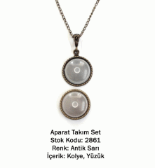 Kolye Yüzük Aparat Takım Set 2861 Antik Sarı