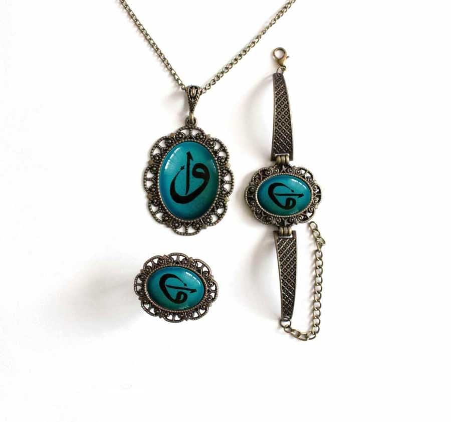 İlbay Çini Takı Kolye Bileklik Yüzük Seti 2302DS205