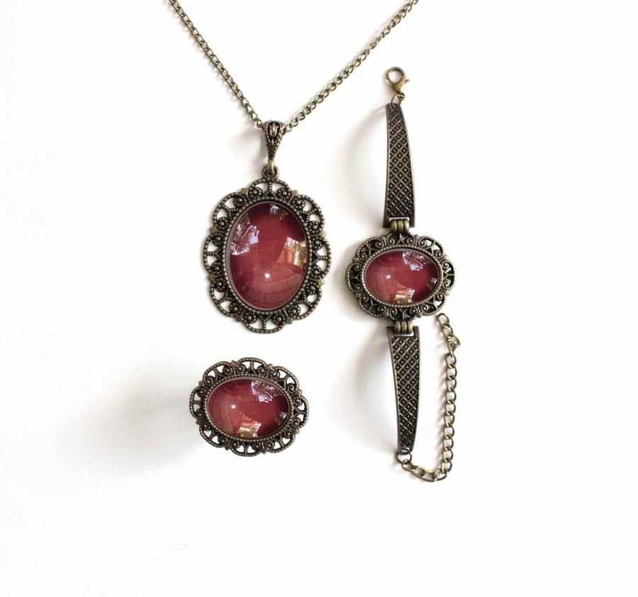 İlbay Çini Takı Kolye Bileklik Yüzük Seti 2302DS301