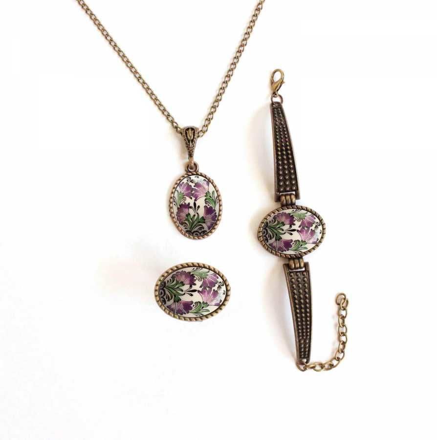 İlbay Çini Takı Kolye Bileklik Yüzük Seti 2303DS054