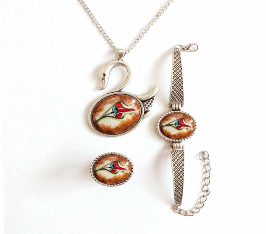 İlbay Çini Takı Kolye Bileklik Yüzük Seti 2306DS411