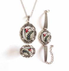 İlbay Çini Takı Kolye Bileklik Yüzük Seti 2309DS414