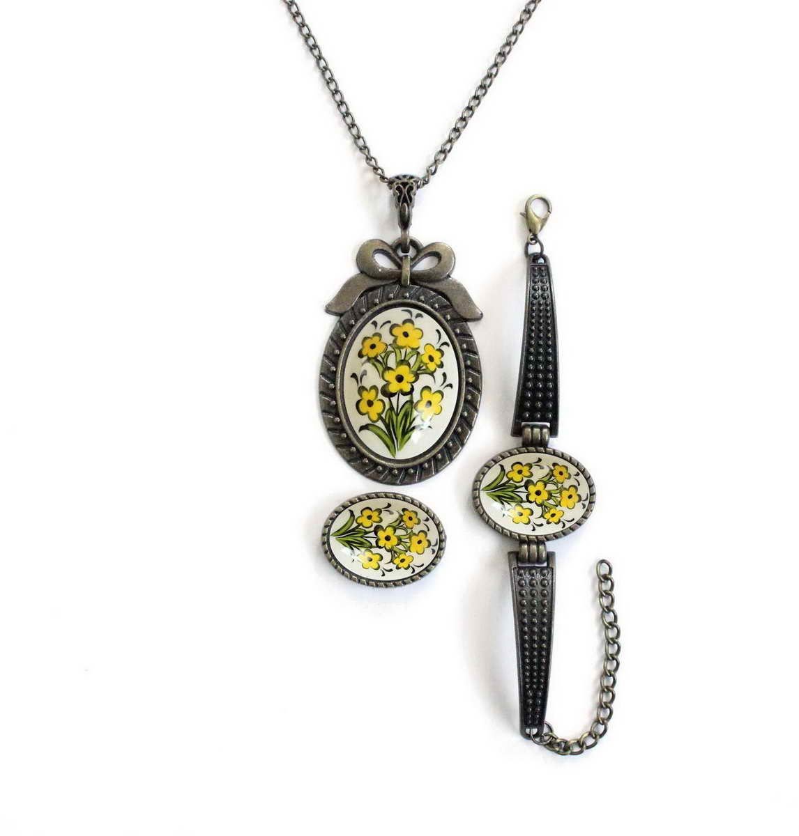 İlbay Çini Takı Kolye Bileklik Yüzük Seti 2542DS407