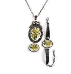 İlbay Çini Takı Kolye Bileklik Yüzük Seti 2542DS407