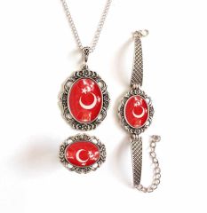 İlbay Çini Takı Kolye Bileklik Yüzük Seti 2309DS712