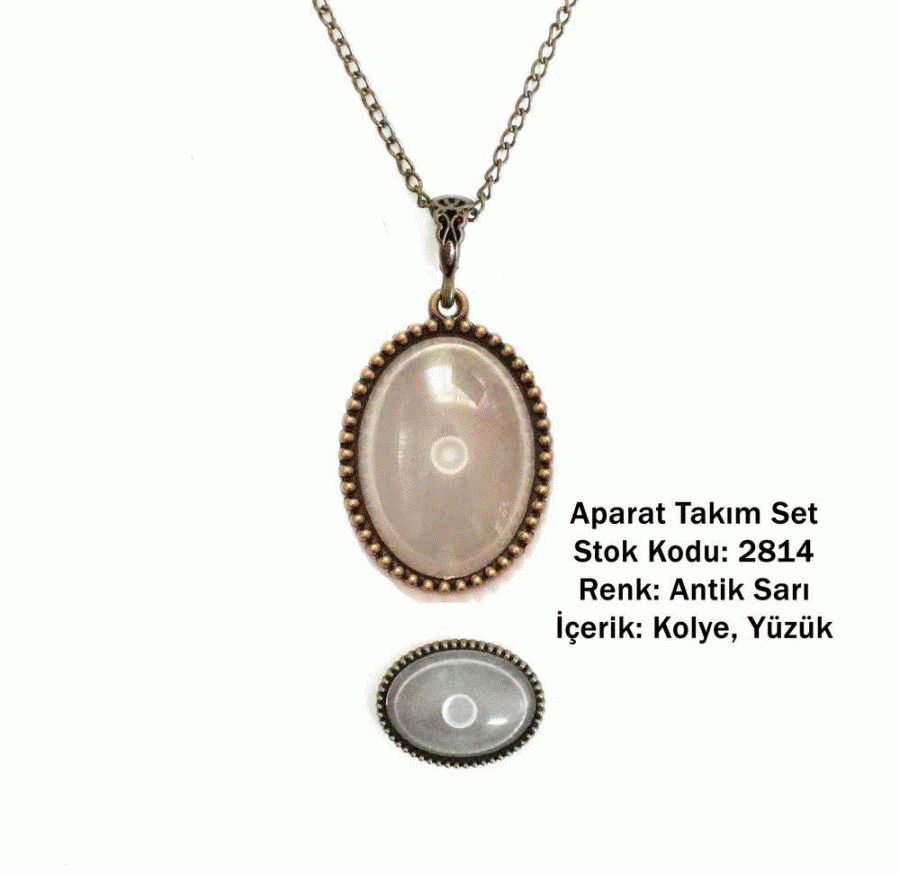 Kolye Yüzük Aparat Takım Set 2814 Antik Sarı