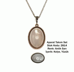Kolye Yüzük Aparat Takım Set 2814 Antik Sarı