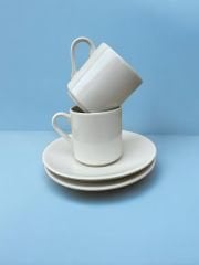 Porselen Düz Beyaz 2 Kişilik Kahve Fincanı Takımı