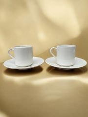 Porselen Düz Beyaz 2 Kişilik Kahve Fincanı Takımı