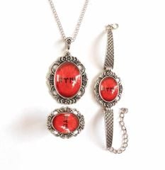 İlbay Çini Takı Kolye Bileklik Yüzük Seti 2309DS715