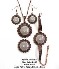 Kolye Bileklik Yüzük Küpe Aparat Takım Set 2150 Bakır Kaplama