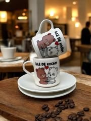 Seramik İllede Karım Kocam 2 Kişilik Kahve Fincanı Takımı