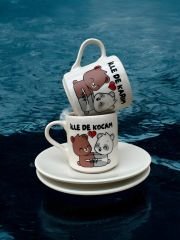 Seramik İllede Karım Kocam 2 Kişilik Kahve Fincanı Takımı