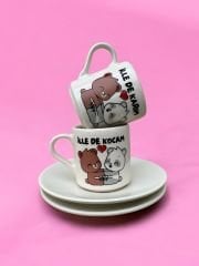 Seramik İllede Karım Kocam 2 Kişilik Kahve Fincanı Takımı