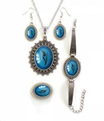 İlbay Çini Takı Kolye Bileklik Yüzük Küpe Seti 2001DS502