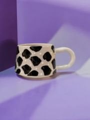 Seramik Klasik Siyah Dalmaçyalı Kupa Bardak Mug Duble Kahve Fincanı