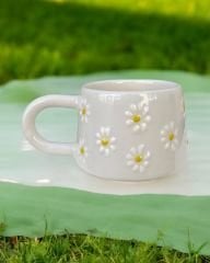 Klasik Çayır Papatya Seramik Kupa Bardak Mug