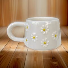 Klasik Çayır Papatya Seramik Kupa Bardak Mug