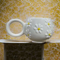 Ece Çayır Papatya Seramik Kupa Bardak Mug