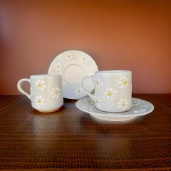 Çayır Papatya 2 Kişilik Seramik Kahve Fincanı Takımı