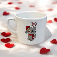 Yılbaşı Noel Baba Gri Kedi Temalı Hediyelik Seramik Times Kupa Bardak Mug