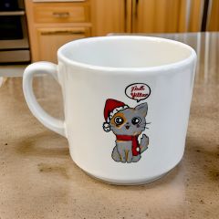 Yılbaşı Noel Baba Gri Kedi Temalı Hediyelik Seramik Times Kupa Bardak Mug