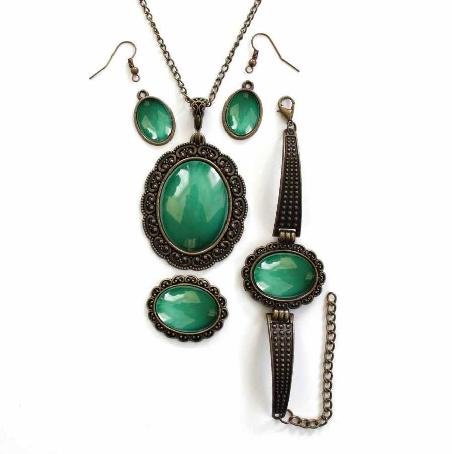 İlbay Çini Takı Kolye Bileklik Yüzük Küpe Seti 2206DS302