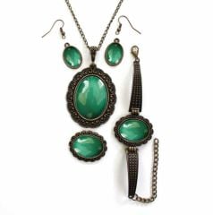 İlbay Çini Takı Kolye Bileklik Yüzük Küpe Seti 2206DS302