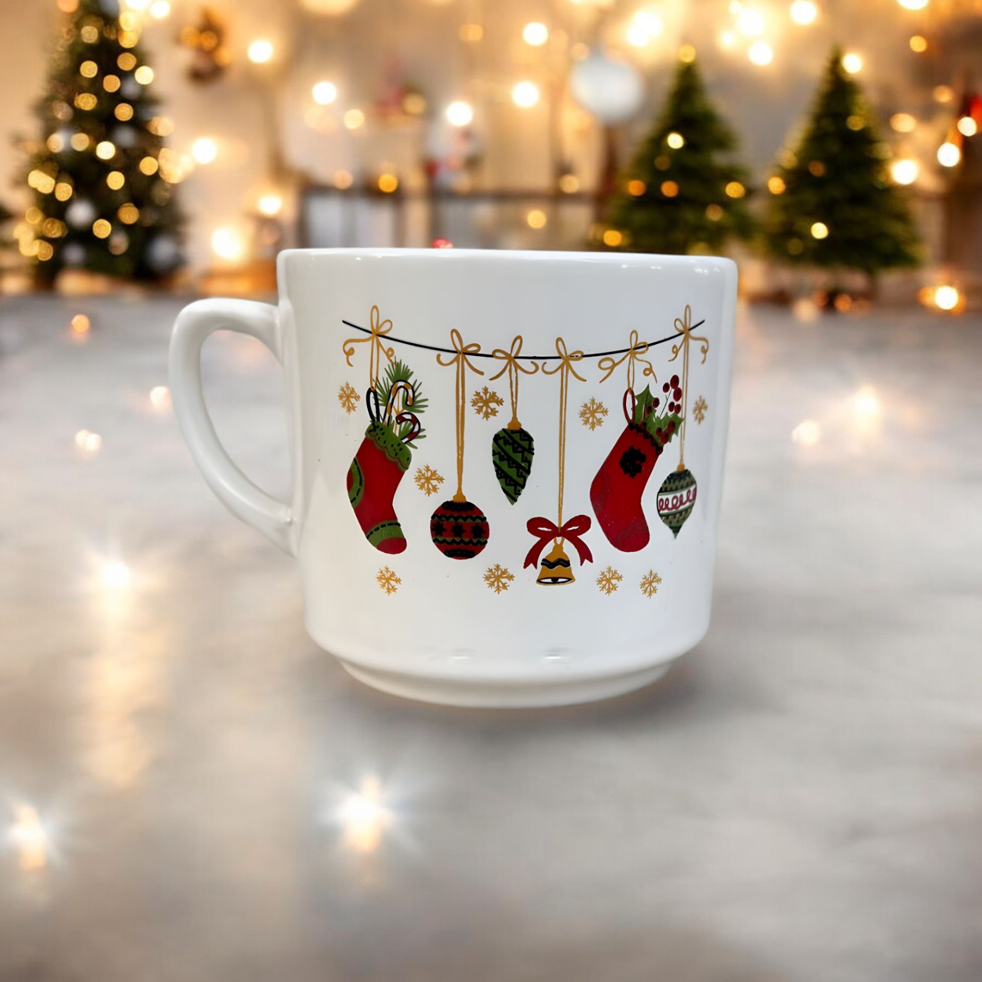 Yılbaşı Çorap desenli Hediyelik Seramik Times Kupa Bardak Mug