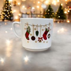 Yılbaşı Çorap desenli Hediyelik Seramik Times Kupa Bardak Mug
