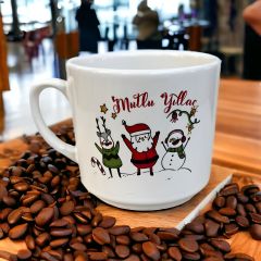 Yılbaşı Kardanadam ve Noel Baba Seramik Times Kupa Bardak Mug