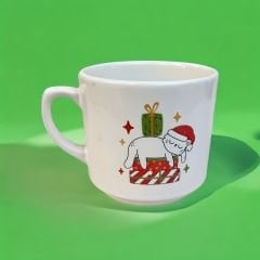 Yılbaşı Uyuyan Kedi Seramik Times Kupa Bardak Mug