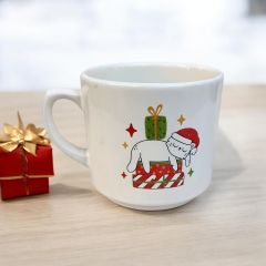 Yılbaşı Uyuyan Kedi Seramik Times Kupa Bardak Mug