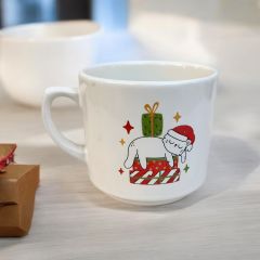 Yılbaşı Uyuyan Kedi Seramik Times Kupa Bardak Mug