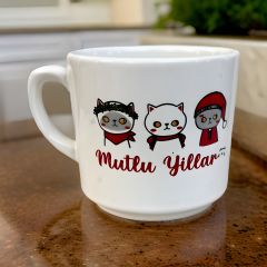 Yılbaşı 3 lü Kedi Seramik Times Kupa Bardak Mug