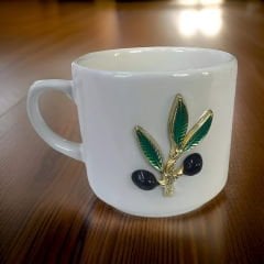 Metalli Zeytin Dalı Seramik Times Kupa Bardak Mug