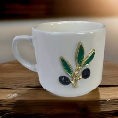 Metalli Zeytin Dalı Seramik Times Kupa Bardak Mug