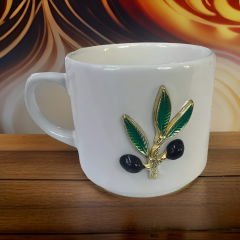 Metalli Zeytin Dalı Seramik Times Kupa Bardak Mug