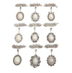 Set 132; Gümüş Kaplama 26-34 mm Metal Kolye Aparatları Seti