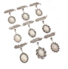 Set 132; Gümüş Kaplama 26-34 mm Metal Kolye Aparatları Seti