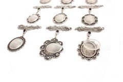 Set 132; Gümüş Kaplama 26-34 mm Metal Kolye Aparatları Seti