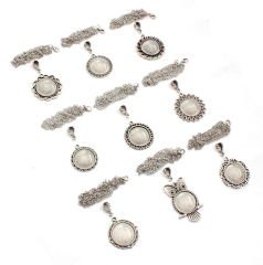 Set 135; Gümüş Kaplama 25 mm Metal Kolye Aparatları Seti