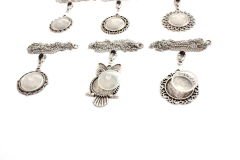 Set 135; Gümüş Kaplama 25 mm Metal Kolye Aparatları Seti