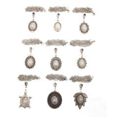 Set 136; Gümüş Kaplama 18-25 mm Metal Kolye Aparatları Seti