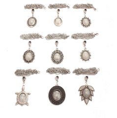 Set 136; Gümüş Kaplama 18-25 mm Metal Kolye Aparatları Seti