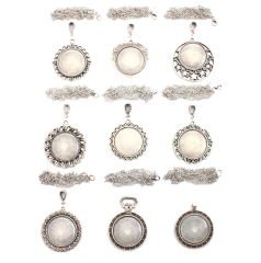 Set 131; Gümüş Kaplama 33 mm Metal Kolye Aparatları Seti