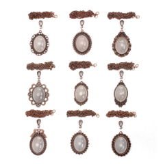 Set 106:  Bakır Renk 26-34 mm Zincirli Oval 9 lu Metal Kolye Malzemeleri Seti