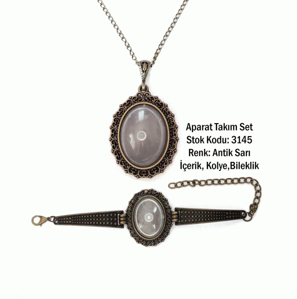 Kolye Bileklik Aparat Takım Set 3145 Antik Sarı