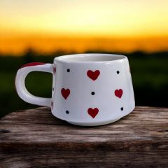 Seramik El İşi Klasik Kırmızı Kalp Sevgili Kupa Bardak Mug