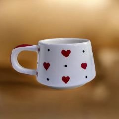 Seramik El İşi Klasik Kırmızı Kalp Sevgili Kupa Bardak Mug